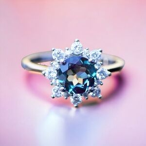 Handmade Color-Shift Alexandrite Ring in Sterling Silver 925, June Birthstone